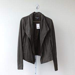 Vince Gray Zip-Front Lamb Leather Jacket